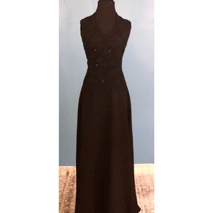 JKara black beaded evening gown size 8